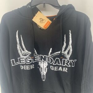 NEW Legendary Whitetails , Original Deer Gear Hoodie Black Graphic Print Men's